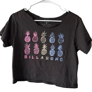 EUC Girl's Billa Bong Cropped Raw Edge Pineapple T Shirt sz L